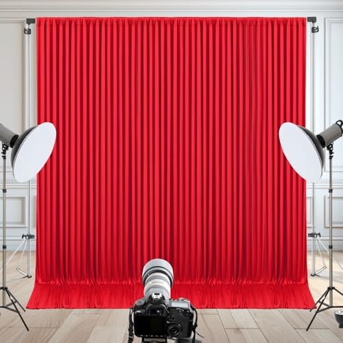 50x10ft Red Backdrop Curtain for Wedding Parties Wrinkle Free Fabric Red Drapes Backdrop Decoration for Baby Shower Birthday Photography Decoration 10 Panels, 5ft x 10ft - Image 6