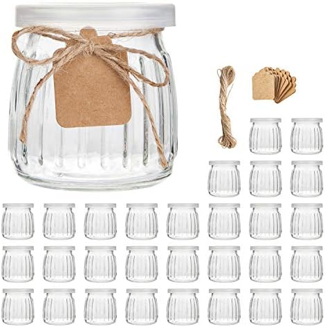 7 oz Glass Yogurt Jars With Lids, Small Pudding Jars, 30 Pack by Encheng