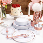 GATHER 350PCS Rose Gold Plastic Plates for Wedding Birthday Party - Image 5