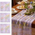 Purple Floral Table Runner 10ft Embroidery Tulle Spring Wildflower Gauze Table Runner Seasonal Summer Butterfly Kitchen Dining Decoration for Wedding Baby Shower Birthday Party (3 Pcs) by Windkream
