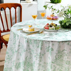 Ganeen 12 Pcs Sage Green Floral Plastic Tablecloth 84 in Spring Round Vintage Flower Tea Party Tablecloth Disposable Green and White Table Covers for Tea Party Birthday Wedding Baby Shower Decoration - Image 3