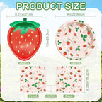 Strawberry Paper Plates Set, Strawberry Birthday Party Decorations, 50Set - Image 3