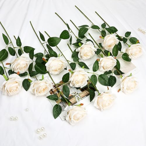 48 PCS Champagne Roses Artificial Flowers, Silk - Image 4