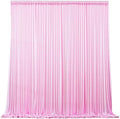 Pink Satin Backdrop Curtains 8 Panels - Glitter Photo Drapes for Baby Shower, 40x10FT Shimmer Back Drop Cloth, Wrinkle Free for Birthday Party Prom Wedding Photography Background by WishCare
