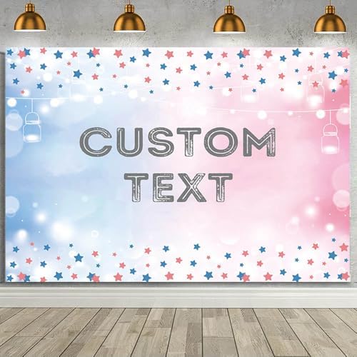 MEHOFOND 8x6ft Custom Gender Reveal Backdrop Personalized Custom Boy or Girl What Will Baby Be Decorations Banner Pink and Blue Custom Your Color, Text, Image, Logo for Baby Shower by MEHOFOND