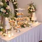 HBlife 3 PCS Silver Cake Stand Set (8"/10"/12" Cake Plate), Metal - Image 3