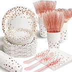 AIRE Rose Gold Paper Plates Set, 350PCS Disposable Tableware for 50 by AIRE