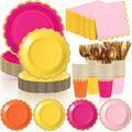 Mimorou 338 Pcs Pink Orange Yellow Plates and Napkins Party Supplies for 48 by Mimorou
