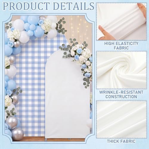 Tegeme 2 Set Gingham Arch Backdrop Cover 7.2ft 6.6ft Arch Cover, Blue,White - Image 3