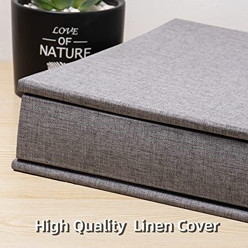 Super Large Photo Album Self Adhesive Scrapbook Album for 4×6 5×7 8×10 10×12 or Bigger Pictures DIY Magnetic Linen Cover DIY Photo Album 80Sheets/160Pages (Grey) - Image 2