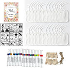 Baby Shower Bib Decorating Kit, 93 Pcs DIY Party Game with 22 White Bibs, 24 Markers, 25 Stencils, Gender Reveal Activity (flower) - Image 3