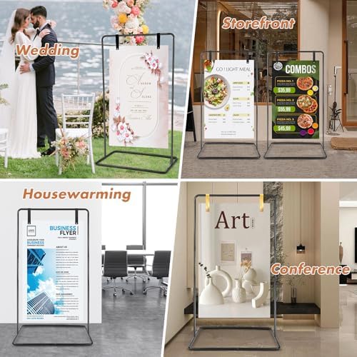 Wedding Welcome Sign Heavy Duty Black Easel Stand With 4 Leather Strap - Image 3