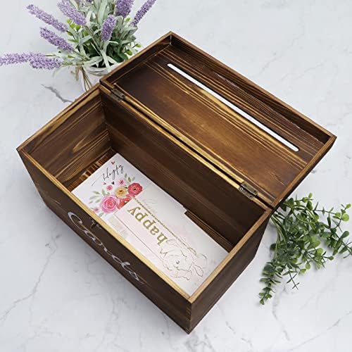 MDLUU Wood Wedding Card Box, Rustic Wedding Money Case with Lock, Envelope Holder Card Receiving Box for Reception, Birthday Party (Brown) - Image 5