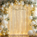 Wish Care 20x10FT Cream Wrinkle Free Backdrop Curtains with Lights String for Parties - Photo Curtain Backdrop with Lights for Wedding Decorations, Bridal Baby Shower Birthday Party Photography - Image 6