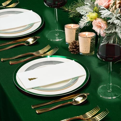 By Madee HEAVYWEIGHT 175 Pc Ivory Plates with GreenTrim | Disposable Dinnerware Set for 25 Guests - Image 5