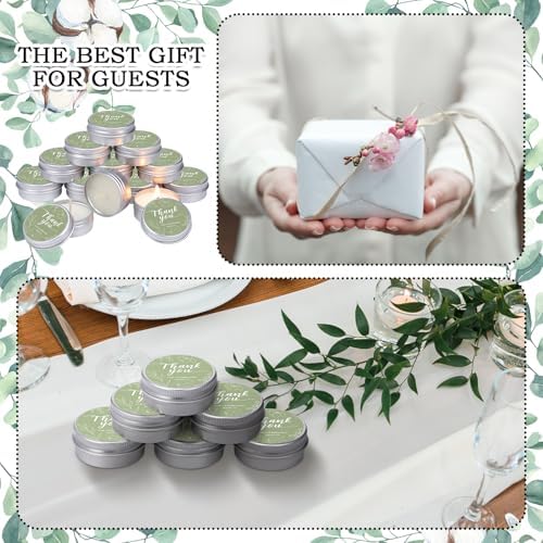 MTLEE 50 Pcs Sage Green Thank You Candles Baby Shower Wedding Favors - Image 5