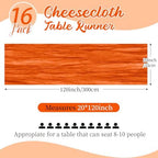 16 Pack Orange Cheesecloth Table Runners 20x120 Inch Gauze Table Runner 10FT Easter Cheese Cloth Table Runner Rustic Sheer Runner for Wedding Baby Shower Birthday Party Table Decor - Image 2