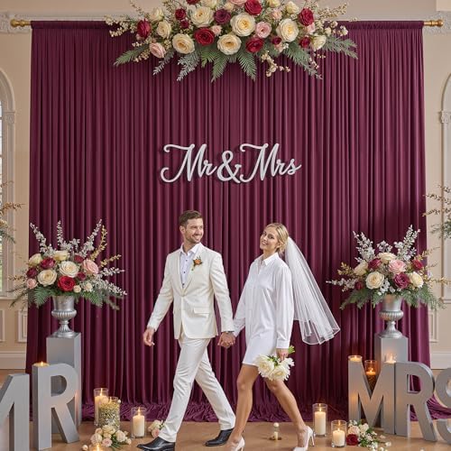 12ft x 10ft Burgundy Backdrop Curtains for Parties, Wrinkle Free 2 Panels Photo Backdrop Drapes Back Drop Cloth for Wedding Birthday Photography Background Decor - Image 5