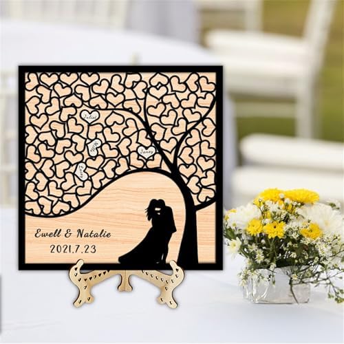 Personalized Rustic Wooden Family Tree Wedding Guest Book Drop Box with Picture Frame - A-Family Tree Guestbook-5 - Image 6