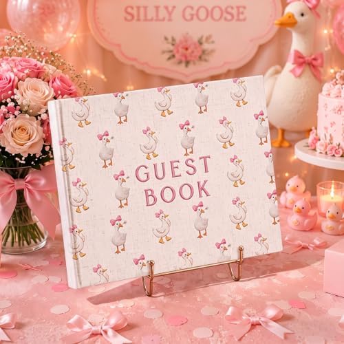Engrowtic Embroidered Silly Goose Baby Shower Guest Book Linen Cute - Image 6