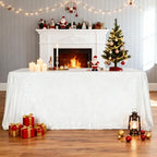 SquarePie Sequin Tablecloth 90x132 Inch White for Wedding Party - Image 2