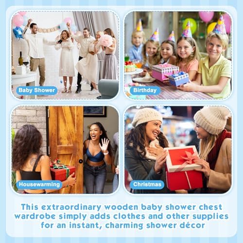 Chunful Wood Baby Shower Box Abc Display Box for Party Decorations with Alphabet Letters Personalized Shower Gifts Basket Party Blocks Backdrop for Boys and Girls(Blue,White) - Image 7