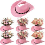 Didaey 6 Pcs Cowboy Hat Flower Vase Western Cowboy Party Table Centerpiece for Artificial Flower Cotton Linen Floral Vase with Top Opening Wedding Baby Shower Birthday Party (Star Belt,Pink) by Didaey