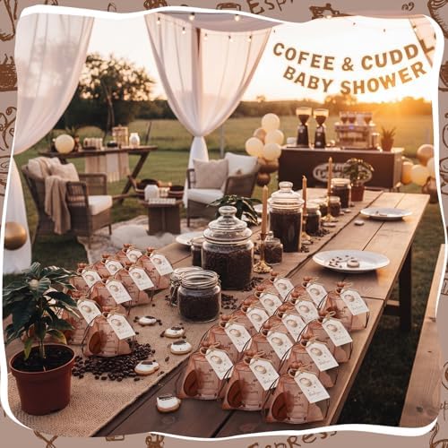 Roshtia 36 Set Coffee Baby Shower Favors for Guests Clear Acrylic Shot Glasses Thank You Tags Keychains Organza Bags Coffee Party Supplies for Girl Gender Reveal Favor - Image 6