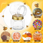 Funnymoom 30 Set 2.5oz Plastic Mini Honey Jars with Wooden Dipper and Muslin Cloth Covers Honey Jars with Gold Lids Hang Tags Decorative Jute Rope for Wedding Birthday Party (Classic) - Image 6