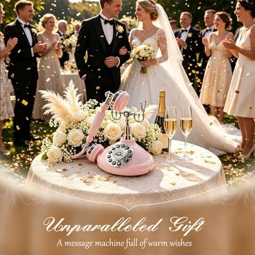 Audio GuestBook Wedding Phone - Vintage Retro Telephone Voicemail Recorder, 8GB Digital Voice Message Keepsake for Reception, Bridal Shower & Party Events(Pink) - Image 3
