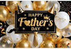 10x8ft Fathers Day Backdrop Golden and White Balloons Happy Father's Day Decorations Background Golden Tie I Love Dad Party Family Party Baby Shower Party Banner Photo Booth - Image 4