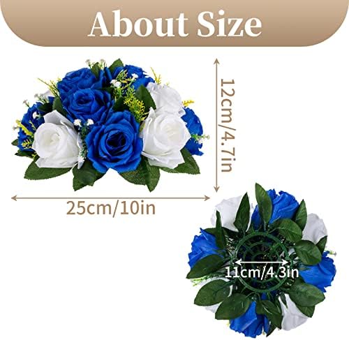 Sziqiqi Fake Flowers for Wedding Centerpiece, Kissing Ball, Navy Blue, 6Pcs - Image 5