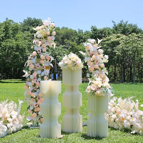 3PCS Pillaro Cake Stands for Party, Sturdy Cardboard Column with Clear Acrylic Plate, Reusable Round Cylinder Stands for Party, Cake Pedestal Stand, Pillar for Birthday Wedding Dessert - Image 2