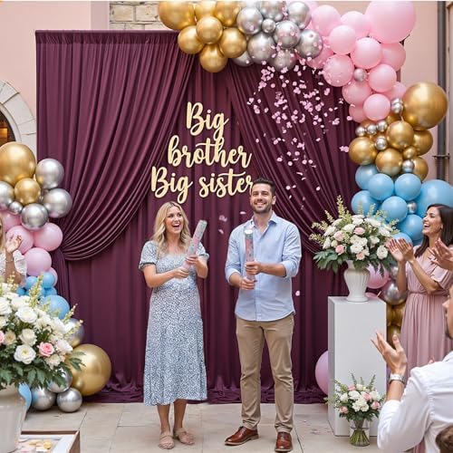 50ft×12ft Wrinkle Free Burgundy Backdrop Curtain for Wedding Parties, 10 Panels 5×12ft Long Soft Silky Polyester Backdrop Drapes Maroon Photo Back Drop Cloth for Birthday Photography Background - Image 2