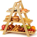 Jotsport Natural Bamboo 3-Tier Serving Tray Foldable Cupcake Stand by Jotsport