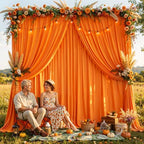 40x10FT Backdrop Curtains with Rod Pockets - Wrinkle Free Photo Stage Backdrop 8 Panels Curtains Drapes for Photography Wedding Party Baby Shower Decorations (Orange) - Image 7