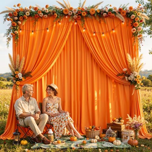 40x10FT Backdrop Curtains with Rod Pockets - Wrinkle Free Photo Stage Backdrop 8 Panels Curtains Drapes for Photography Wedding Party Baby Shower Decorations (Orange) - Image 7
