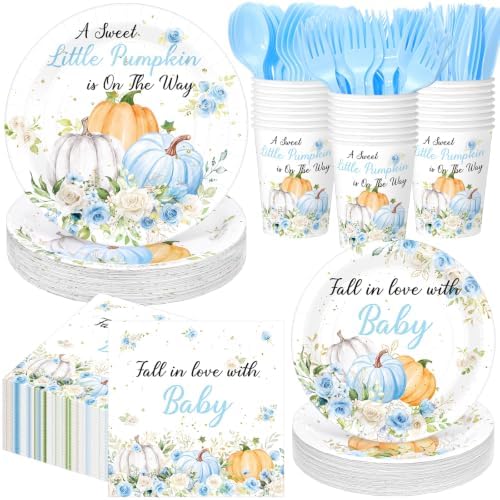 Pickmesh 400 Pcs Little Pumpkin Baby Shower Plates and Napkins Set by Pickmesh