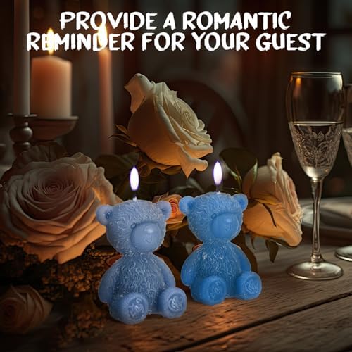 Threlaco 30 Sets Large Bear Candle Baby Shower Party Favor, Blue Series - Image 4