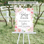 Andaz Press Baby in Bloom Personalized Baby Shower Welcome Sign Board Custom Wildflower Sign Pink Florals 16"x20" Canvas Floral Guest Book Alternative Welcome signs - Image 6