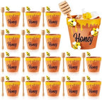 meekoo 30 Sets Mini Honey Bee Pots with Wooden Dippers Charms Honey Jars by meekoo