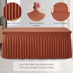 Wish Care 6 Pack Rust Spandex Table Clothes for 6 Foot Rectangle Tables, 6FT Wrinkle Free Fitted Tablecloths Ruffles Design Table Cloth for Party, Banquet, Wedding and Events - Image 5