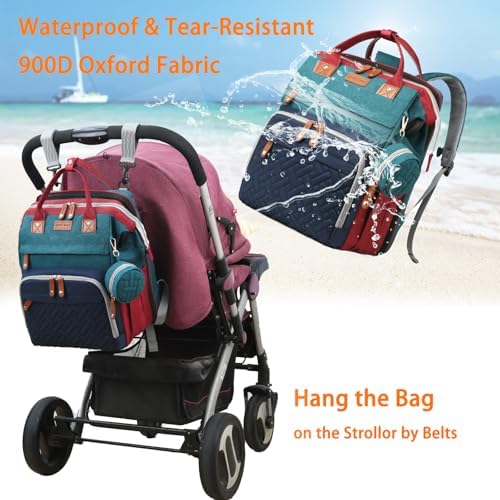 Astro alan Baby Diaper Bag with Changing Station, Waterproof Diaper Bag Backpack for Moms Dads with USB Charging Port, Baby Shower Gifts, Large Capacity diaper backpack,Red-Green-Blue - Image 4