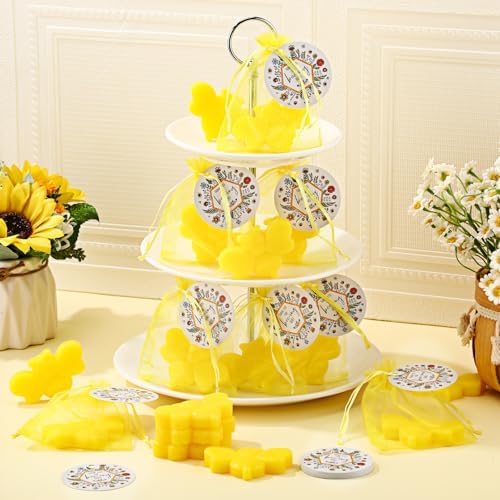 50 Sets Bee Themed Soap Bulk Baby Shower Return Gifts Including Mini Bee Handmade Soaps with Thank You Tags and Organza Bags Gender Reveal Party Favor for Guests Birthday Decorations - Image 7