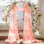 Pack of 2 Wedding Arch Drape Panel Fabric 30" x 30ft - Peach - Image 6