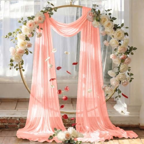 Pack of 1 Wedding Arch Drape Panel Fabric 30" x 50ft - Peach - Image 6