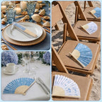Wenqik 24 Sets Coastal Seashell Folding Fans Bulk with Organza Bags Blue Bow Beach Paper Hand Fans for Wedding Last Toast on The Coast Baby Shower Summer Ocean Under The Sea Party Favors Supplies - Image 5