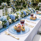 175PCS Blue Plastic Plates for 25 Guests, Disposable Plates for Party, Heavy Duty Disposable Plate Set Include: 25 Dinner Plates, 25 Dessert Plates, 25 Cups and Cutlery for Wedding & Party - Image 5