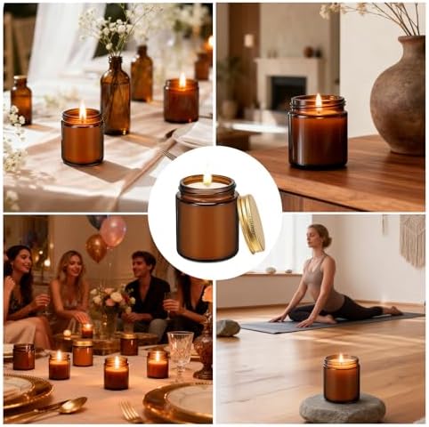 24 Pack 6 oz Rose Sandalwood Scented Soy Candles, Bulk Glass Jar Aromatherapy Candles, Long Lasting Soy Wax Candles for Home, Wedding, Party & Stress Relief - Image 5
