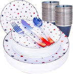 EjonirInjonir 180pcs 4th of July Plastic Plates for Independence Day by Ejonirinjonir